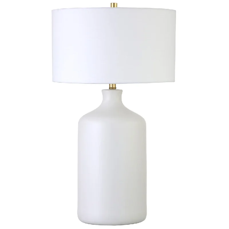 fabric table lamps with a linen shade for a relaxed and breathable lookfabric table lamps with a linen shade for a relaxed and breathable lookHomeRoots 29" White Ceramic Table Lamp With White Drum Shade - 16