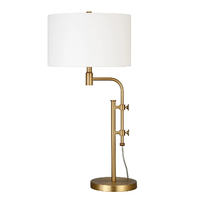 ceramic table lamps with hand painted designs for an artistic touchceramic table lamps with hand painted designs for an artistic touchHomeRoots 32" Brass Metal Adjustable Table Lamp With White Drum Shade - 18