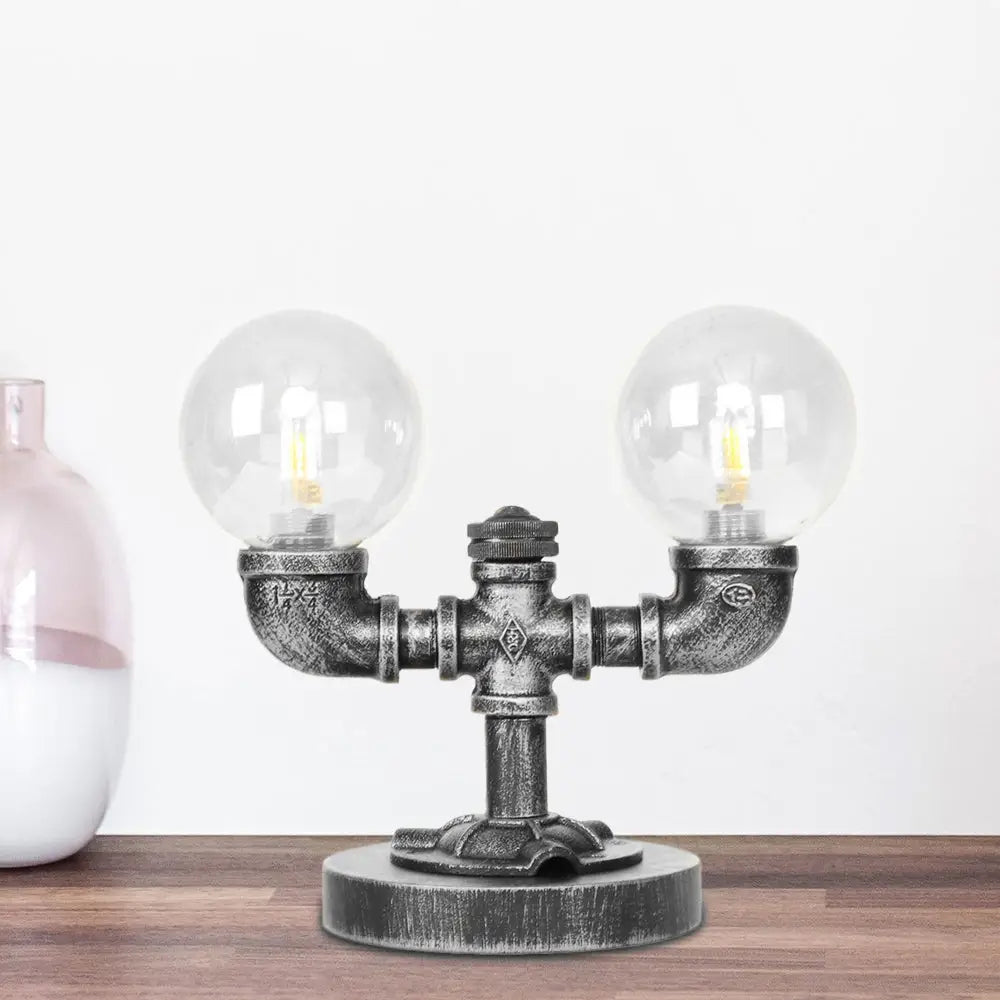 gothic style table lamps with dark finishes for a mysterious lookgothic style table lamps with dark finishes for a mysterious lookAntique Silver/Bronze Industrial Round Shade Desk Lamp - 2/3-Bulb Clear/Amber Glass Task Lighting with Base