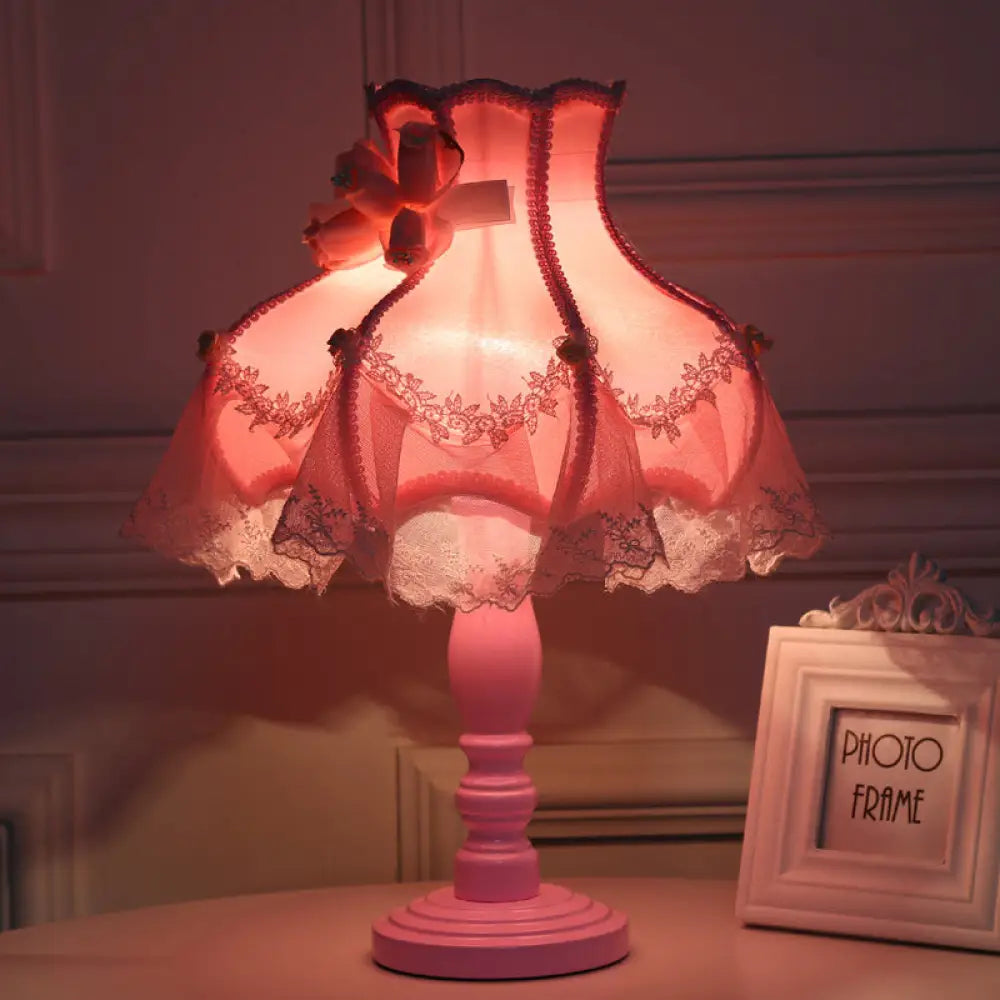 ceramic table lamps with hand painted designs for an artistic touchceramic table lamps with hand painted designs for an artistic touchLace Edge 1-Light Girls Bedroom Nightstand Lamp in Pink with Rose Decor - Kid's Table Lighting