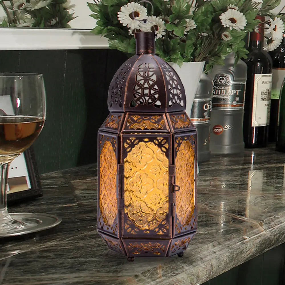 leather table lamps with a distressed texture for a rugged charmleather table lamps with a distressed texture for a rugged charmVintage Metal Table Lamp with Lantern Design - 1-Light Coffee Shop Desk Lighting in Rust Finish and Yellow Textured Glass Shade