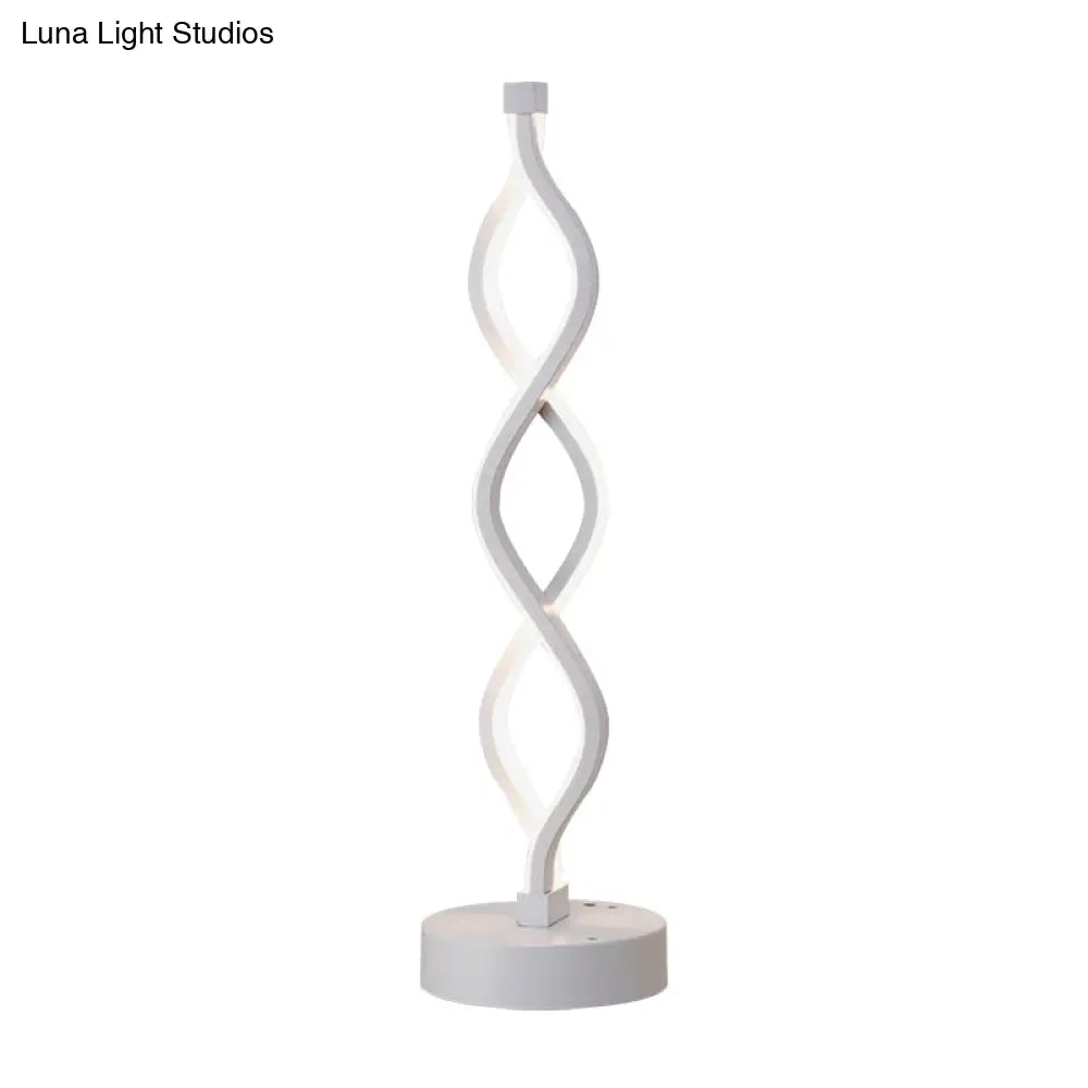 metal table lamps with a matte black finish for a sleek appearancemetal table lamps with a matte black finish for a sleek appearanceMinimalist LED Bedside Lamp with Spiral Acrylic Shade - Warm/White Light
