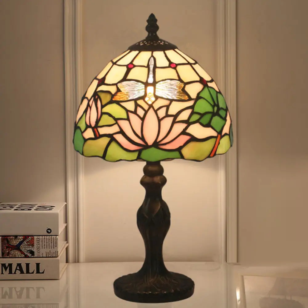 coastal style table lamps with nautical elements for beach housescoastal style table lamps with nautical elements for beach housesLotus Pattern Tiffany Cut Glass Table Lamp - 1-Light Dark Brown Nightstand Lighting