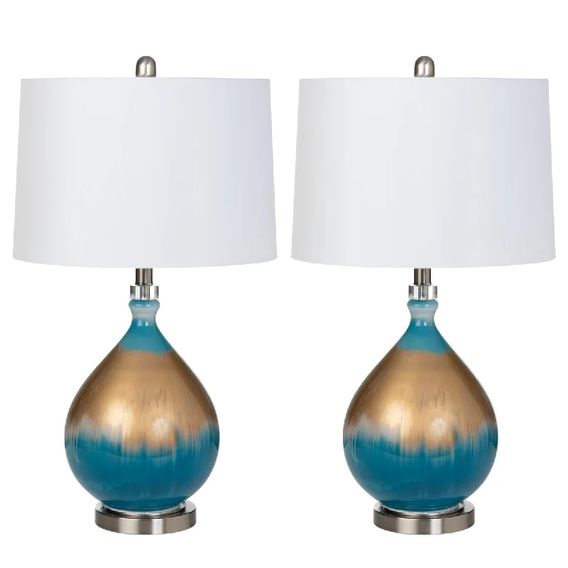 modern minimalist table lamps for contemporary living roomsmodern minimalist table lamps for contemporary living roomsLux Lighting 27" Gold/Blue Glass Table Lamp, (Set of 2) 3-Way Switch