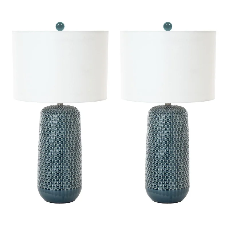 art deco table lamps with geometric shapes for a retro touchart deco table lamps with geometric shapes for a retro touchLux Lighting 30" Blue Ceramic Classic Table Lamps (Set of 2) 3-Way Switch