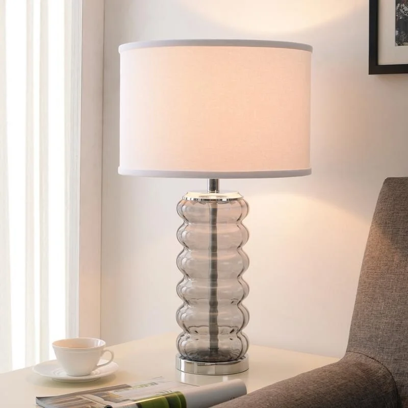 wooden table lamps with natural grain for a warm and organic feelwooden table lamps with natural grain for a warm and organic feelMargue 26" 3-way Smoke Glass Table Lamp - 15" dia. x 26" H