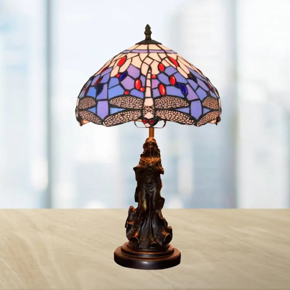 rustic farmhouse table lamps for cozy kitchensrustic farmhouse table lamps for cozy kitchensMediterranean Dragonfly-Flower Table Lamp - Single Blue/Yellow/Blue-White Nightstand Light with Angel Pedestal