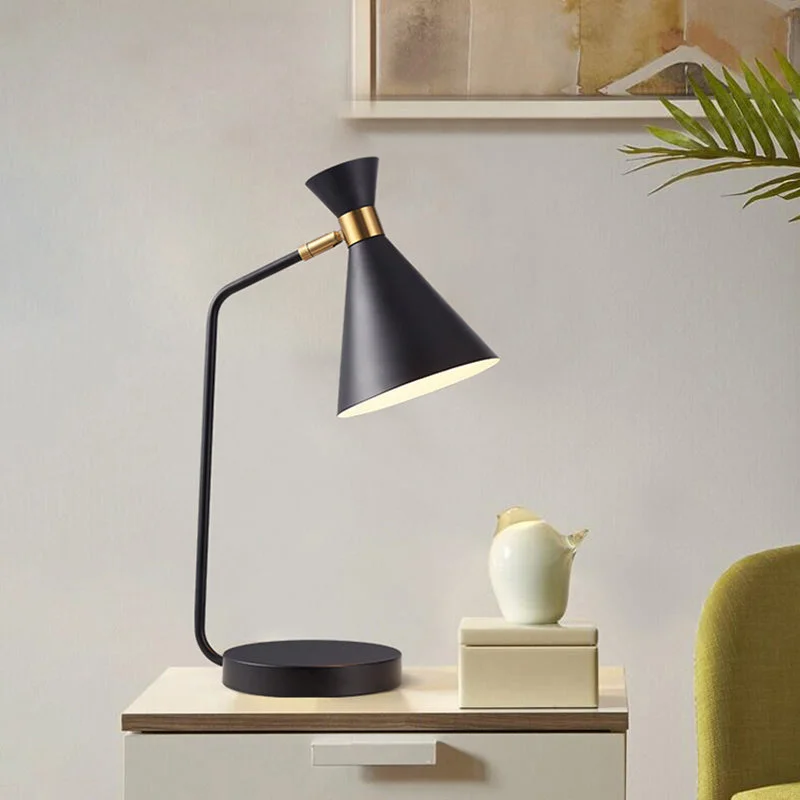 gothic style table lamps with dark finishes for a mysterious lookgothic style table lamps with dark finishes for a mysterious lookMinimalist Flared Table Light - 1 Light Metallic Reading Lamp in White/Black Finish