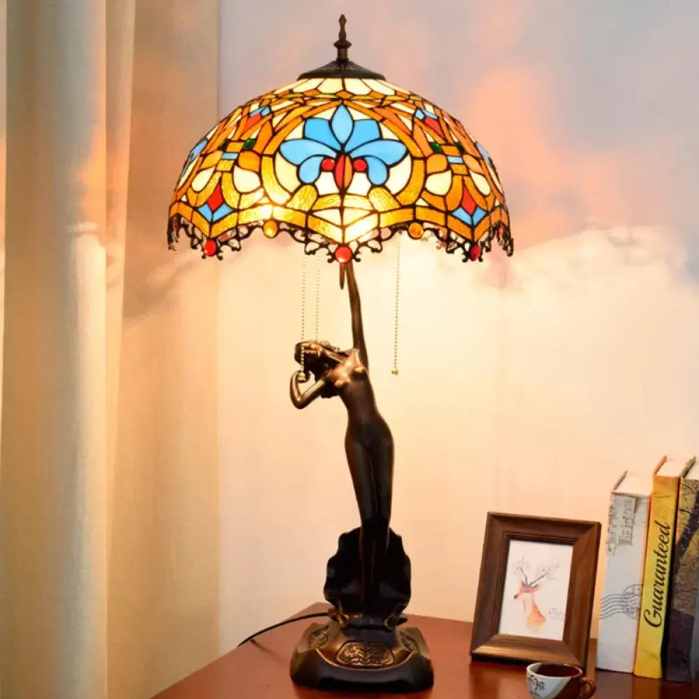 modern minimalist table lamps for contemporary living roomsmodern minimalist table lamps for contemporary living rooms3-Light Tiffany Table Lamp with Resin Coffee Pull-Chain and Lady Statue, Parrot Blue-Brown & Trellis Yellow-White Glass Shade