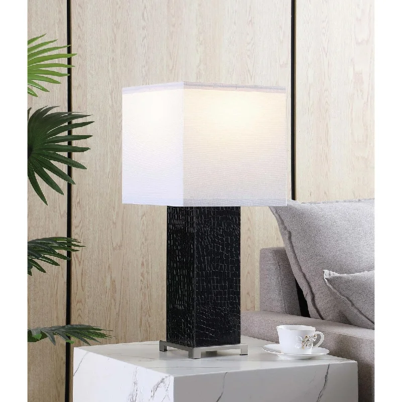 leather table lamps with a distressed texture for a rugged charmleather table lamps with a distressed texture for a rugged charmRitzo Black and White Square Shade Bedside Table Lamp