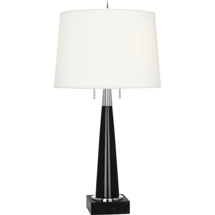 metal table lamps with a matte black finish for a sleek appearancemetal table lamps with a matte black finish for a sleek appearanceRobert Abbey S161 Two Light Table Lamp Florence Polished Nickel/Black Marble - One Size