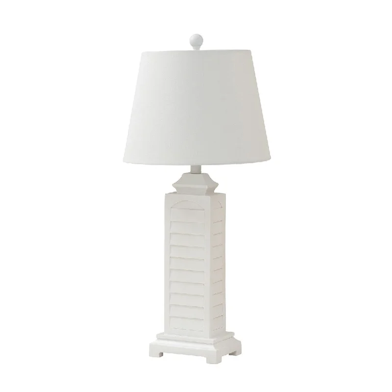 wooden table lamps with natural grain for a warm and organic feelwooden table lamps with natural grain for a warm and organic feelSet of 2 White Coastal Shutter Pedestal Table Lamps - 11.5 W x 29.5 D x 11.5 H