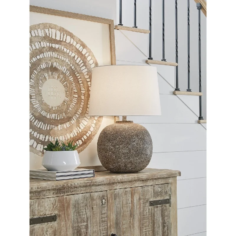 metal table lamps with a matte black finish for a sleek appearancemetal table lamps with a matte black finish for a sleek appearanceSignature Design by Ashley Neavesboro Antique Brown/White Table Lamp - 17.5" W x 17.5" D x 23.5" H
