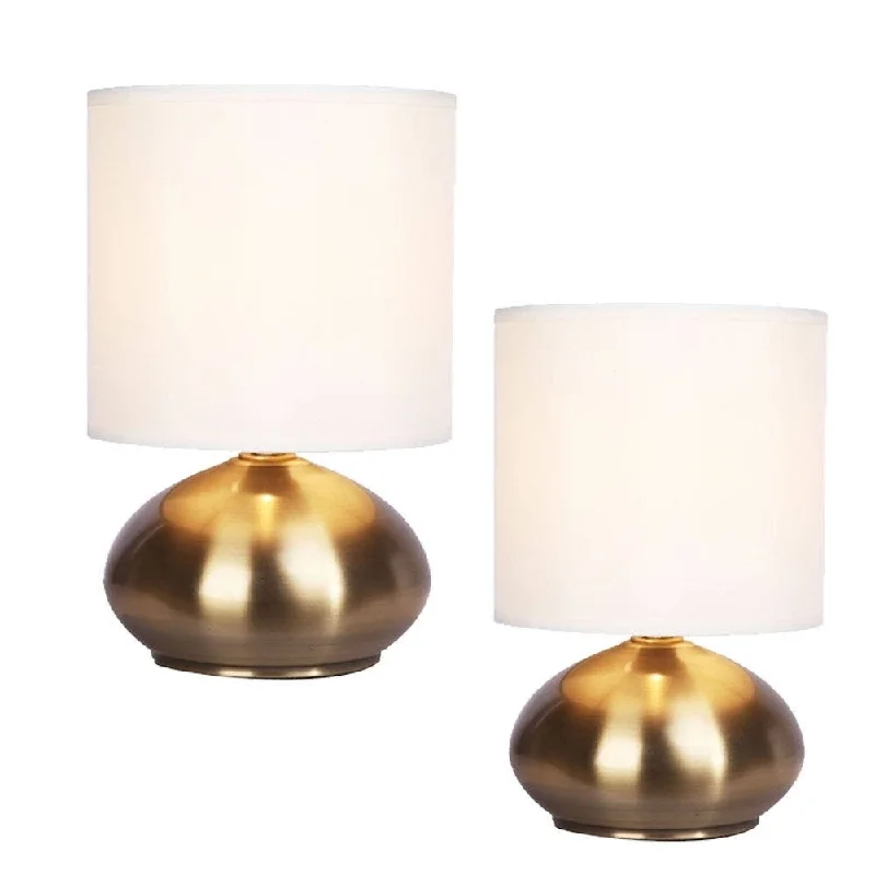 wooden table lamps with natural grain for a warm and organic feelwooden table lamps with natural grain for a warm and organic feelSilver Orchid Hudson 4-way 9.25-inch Metal Touch Accent Lamps with Faux Silk Drum Shades, 2-Pack