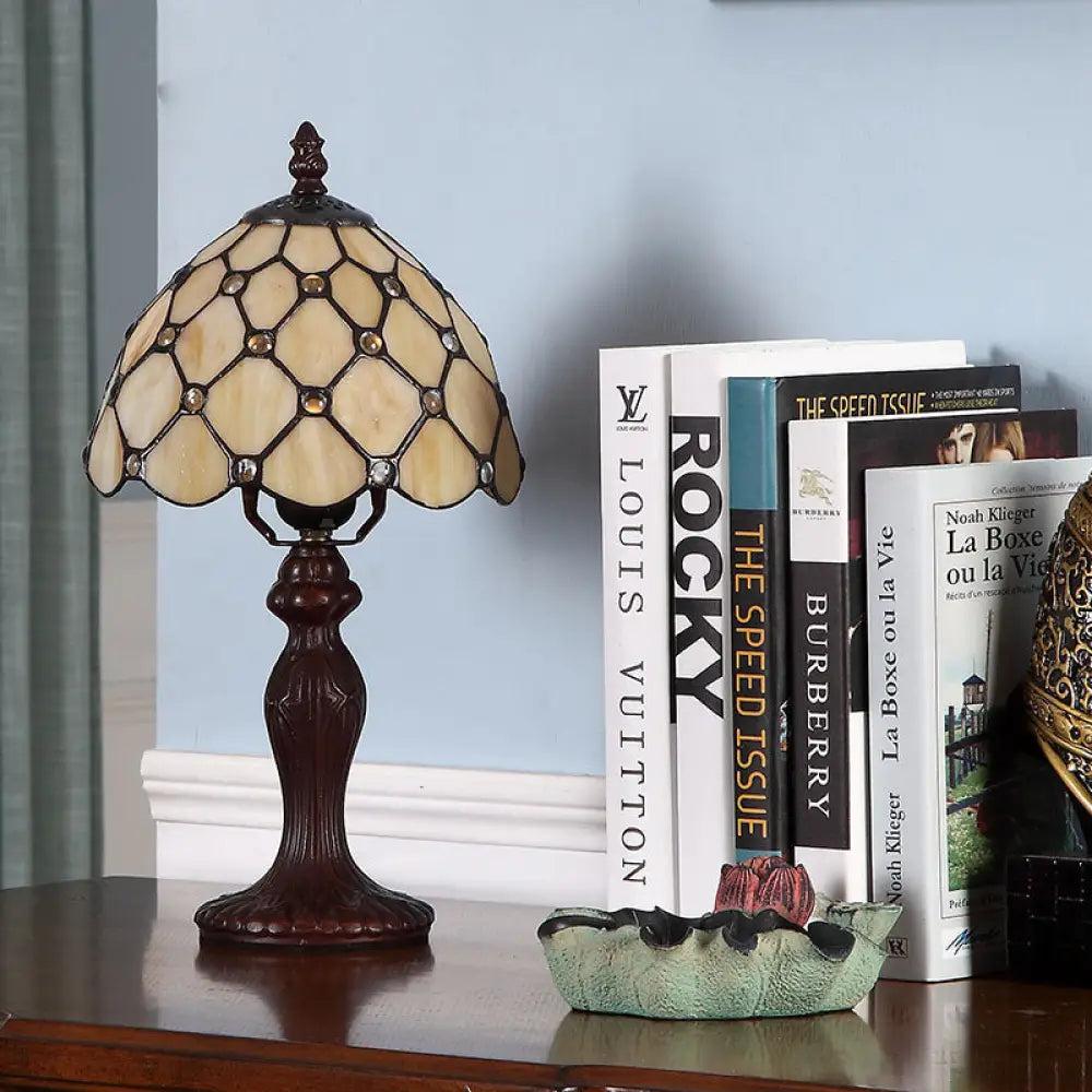 marble table lamps with a luxurious veined pattern for high end decormarble table lamps with a luxurious veined pattern for high end decorTiffany Style Glass Table Lamp - Single-Bulb Nightstand Light with Dark Brown Base - Ideal for Bedroom