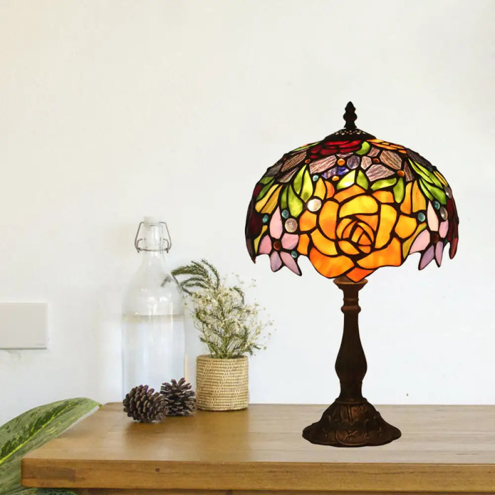 glass table lamps with a frosted surface for soft light diffusionglass table lamps with a frosted surface for soft light diffusionBronze Night Light Rose: Stained Glass Table Lamp with Baroque Style - Bedroom Lighting