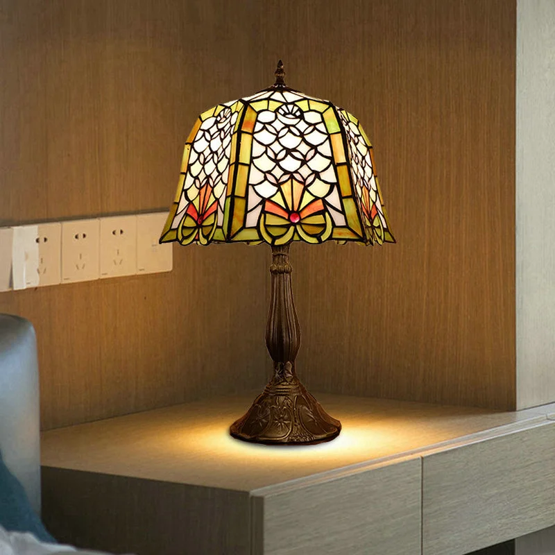 modern minimalist table lamps for contemporary living roomsmodern minimalist table lamps for contemporary living roomsBronze Stained Glass Nightstand Lamp with Fishscale Pattern - Stylish and Elegant Table Light