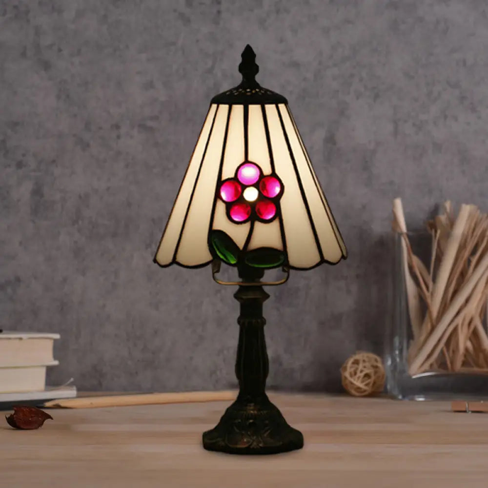 bohemian table lamps with colorful patterns for eclectic bedroomsbohemian table lamps with colorful patterns for eclectic bedroomsMediterranean Stained Glass Night Light: White/Red with Conical/Flared Shape and Floral Pattern