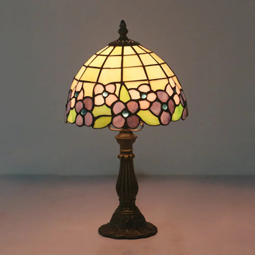 metal table lamps with a matte black finish for a sleek appearancemetal table lamps with a matte black finish for a sleek appearanceTiffany Hand-Cut Glass Bowl Night Light - Flower Patterned Table Lamp in Red/Yellow/Purple for Bedside