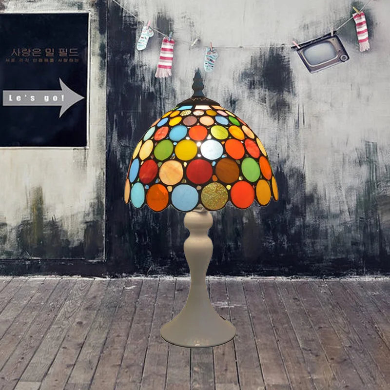 bohemian table lamps with colorful patterns for eclectic bedroomsbohemian table lamps with colorful patterns for eclectic bedroomsTiffany Stained Glass Table Lamp - Elegant Single-Bulb Nightstand Light in White