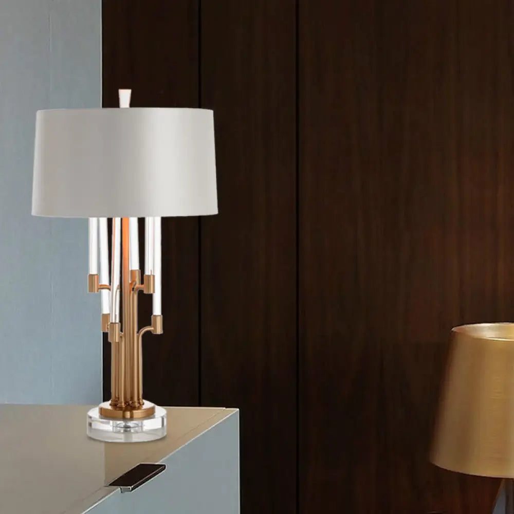 glass table lamps with a frosted surface for soft light diffusionglass table lamps with a frosted surface for soft light diffusionContemporary Crystal Nightstand Lamp in Gold with Hand-Cut Tube Shape - 1 Bulb Reading Light