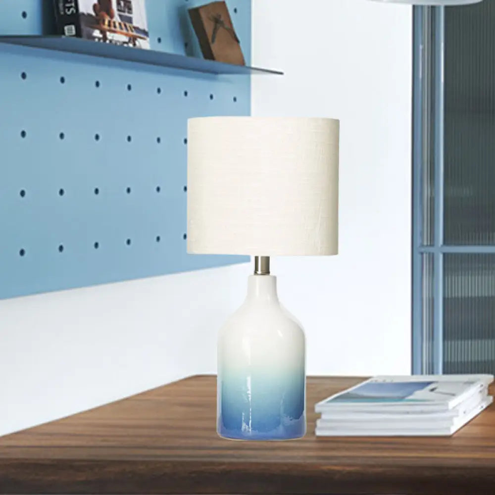 modern minimalist table lamps for contemporary living roomsmodern minimalist table lamps for contemporary living roomsModern Blue Ceramic Table Lamp - Urn Task Light with White Drum Shade
