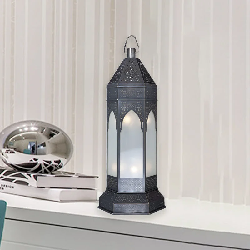 bohemian table lamps with colorful patterns for eclectic bedroomsbohemian table lamps with colorful patterns for eclectic bedroomsVintage Tower Desk Lamp - 3-Lights Metallic Nightstand Light in Grey with Opal Glass Shade