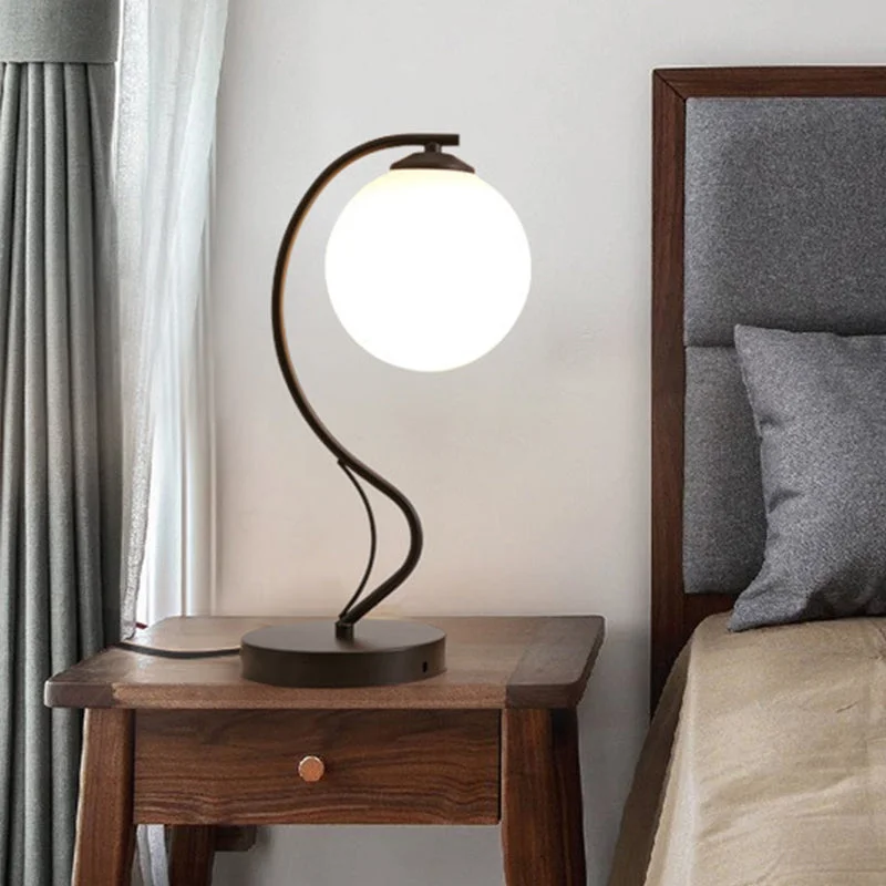 marble table lamps with a luxurious veined pattern for high end decormarble table lamps with a luxurious veined pattern for high end decorModern White Glass Ball Task Lamp with Black Reading Light & Curved Metal Arm
